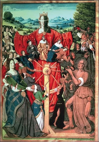 Blindfolded Lady Fortune in a 1503 French painting.